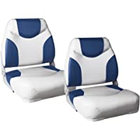 [pro.tec] 2x asientos de barco &quot-Exclusive - Line&quot- (azul - blanco) set ahorro- de piel sintética resistente al agua…